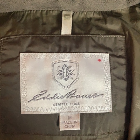 EDDIE Bauer Brown Premium Goose Down Long Puffer Coat Removable Hood Size M - Picture 9 of 15